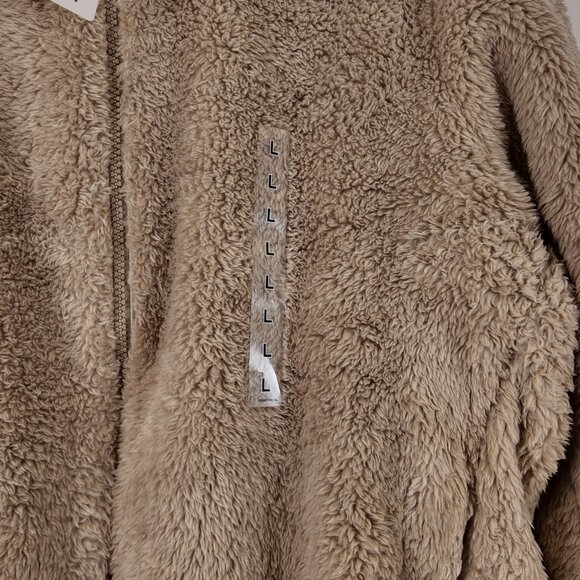 NWT Uniqlo Women’s Fluffy Yarn Fleece Full-Zip Jacket Beige Teddy Coat Large - Picture 4 of 11